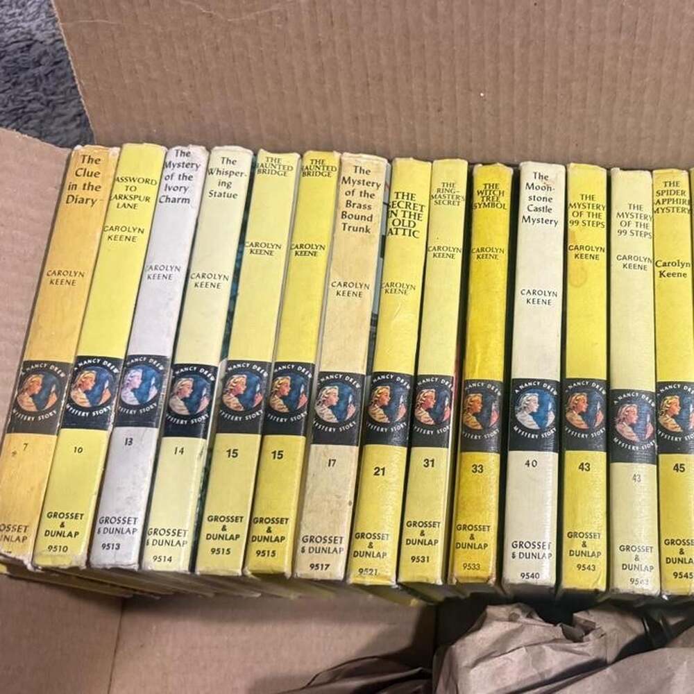 23 Vintage Nancy Drew Yellow Spine Hardcover Books